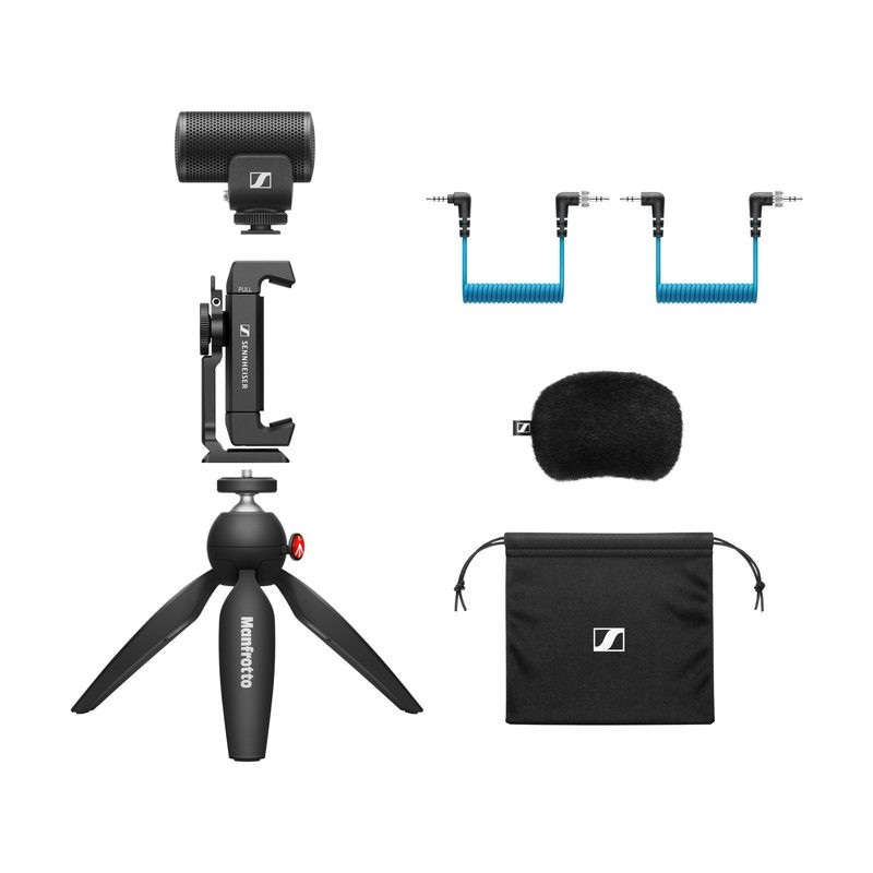 Sennheiser MKE 200 Mobile Kit mikrofon, okostelefon-bilincs, állvány és tartozékok