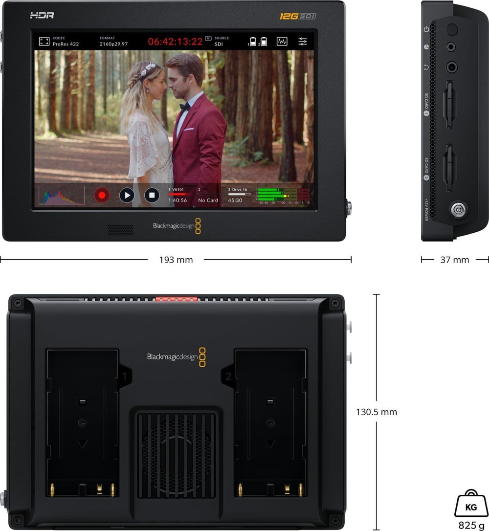 Video Assist 7″ 12G HDR – Méretek és tömeg