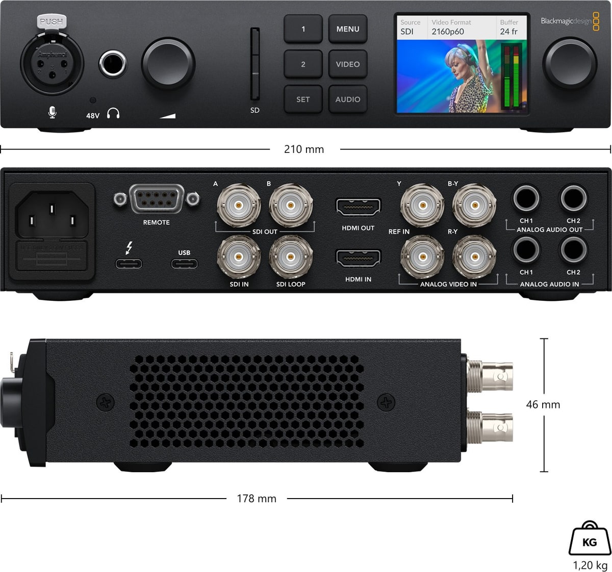 Blackmagic Design UltraStudio 4K Mini – Méretek és tömeg