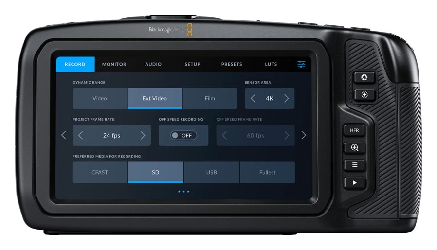 Blackmagic Pocket Cinema Camera 4K – 5″-os érintőkijelző és Blackmagic OS