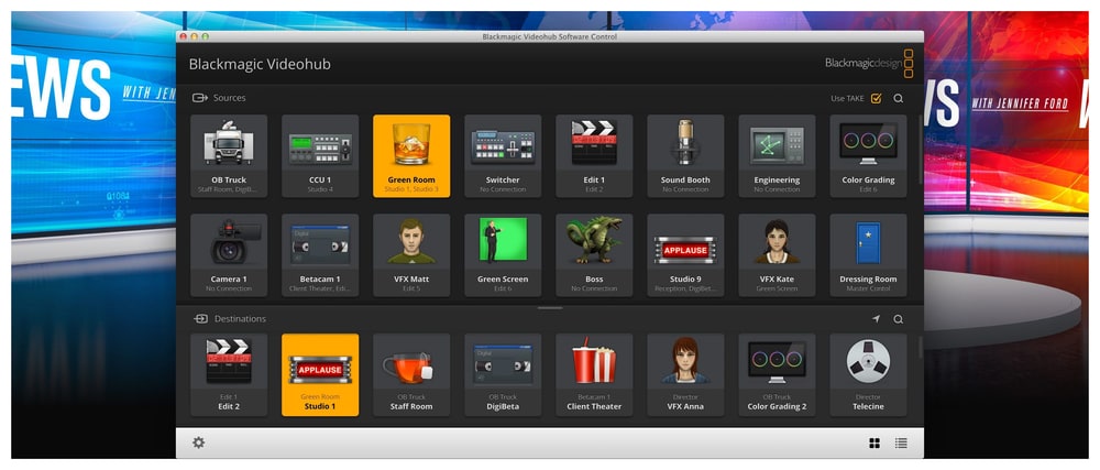 Blackmagic Universal Videohub 288 – Vezérlés számítógépről és vezérlőpultról