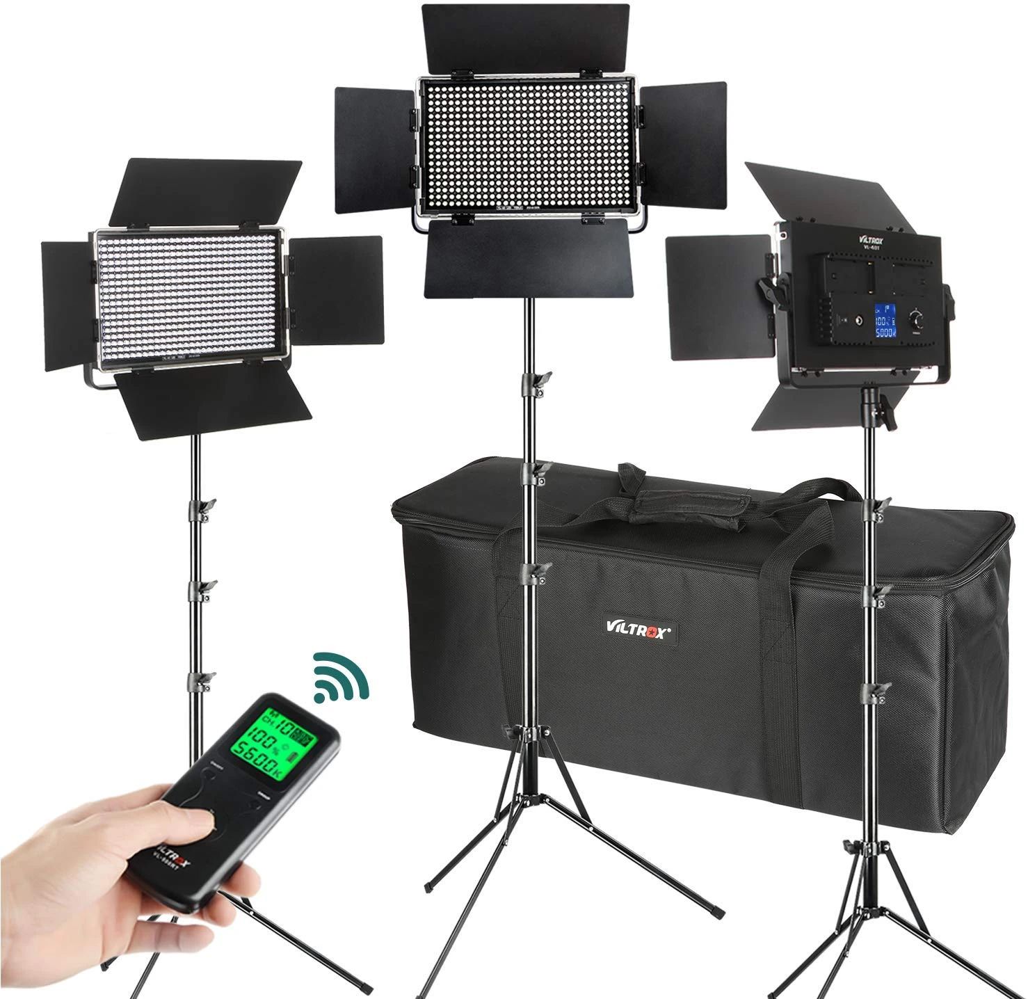 Három Viltrox VL-40T LED-panelből álló készlet