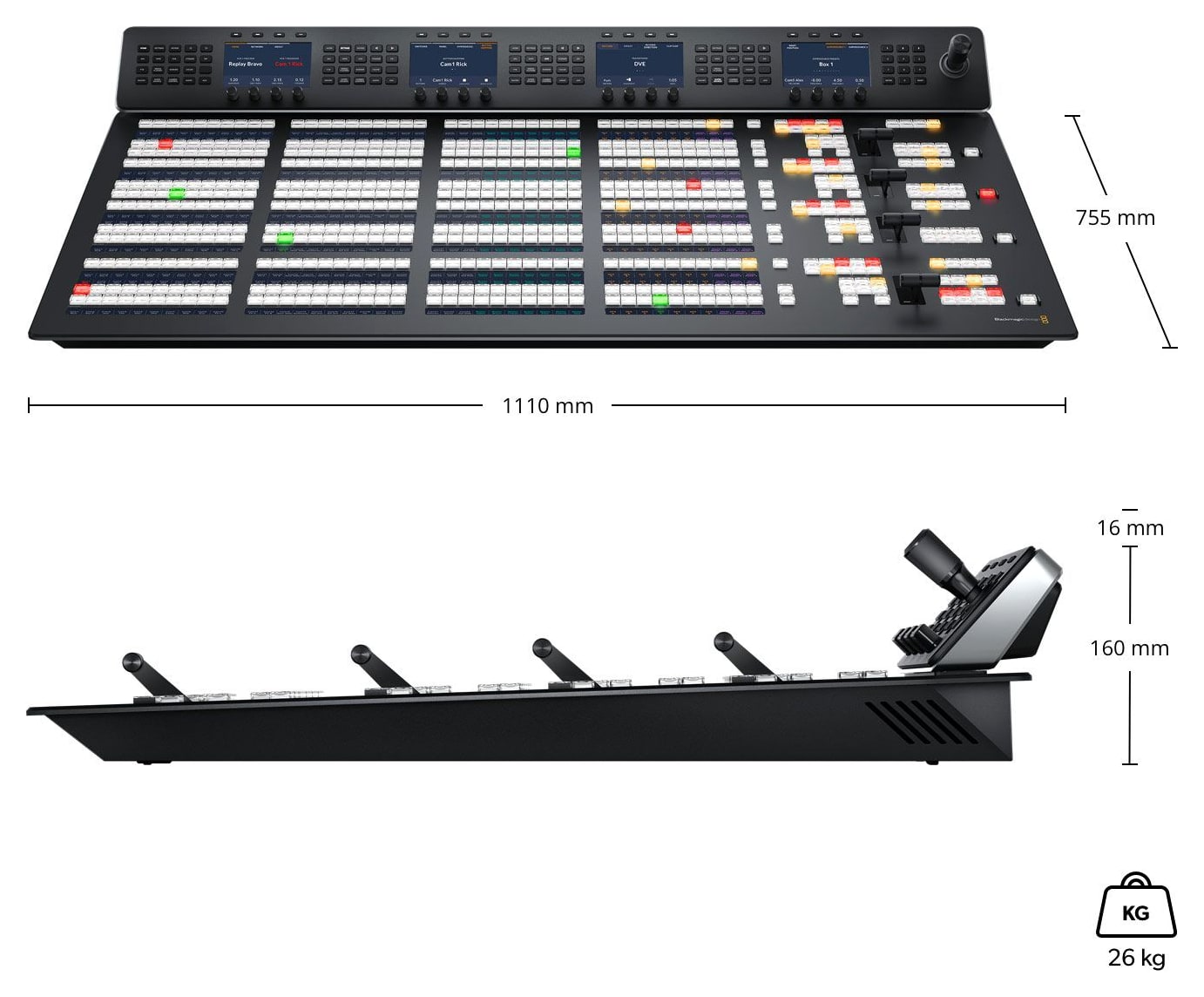 ATEM 4 M/E Advanced Panel 40 – Méretek