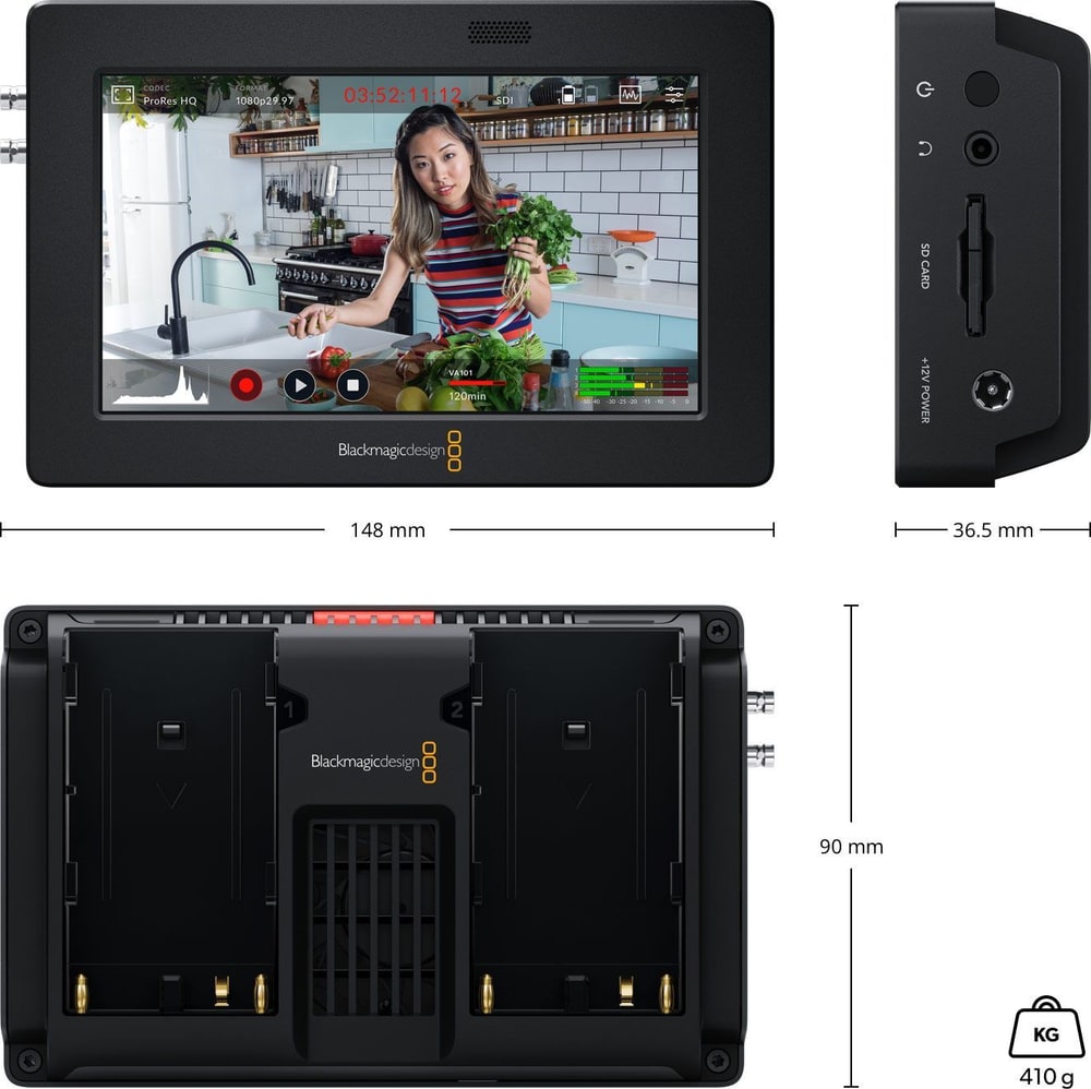 Video Assist 5″ 3G – Méretek és tömeg