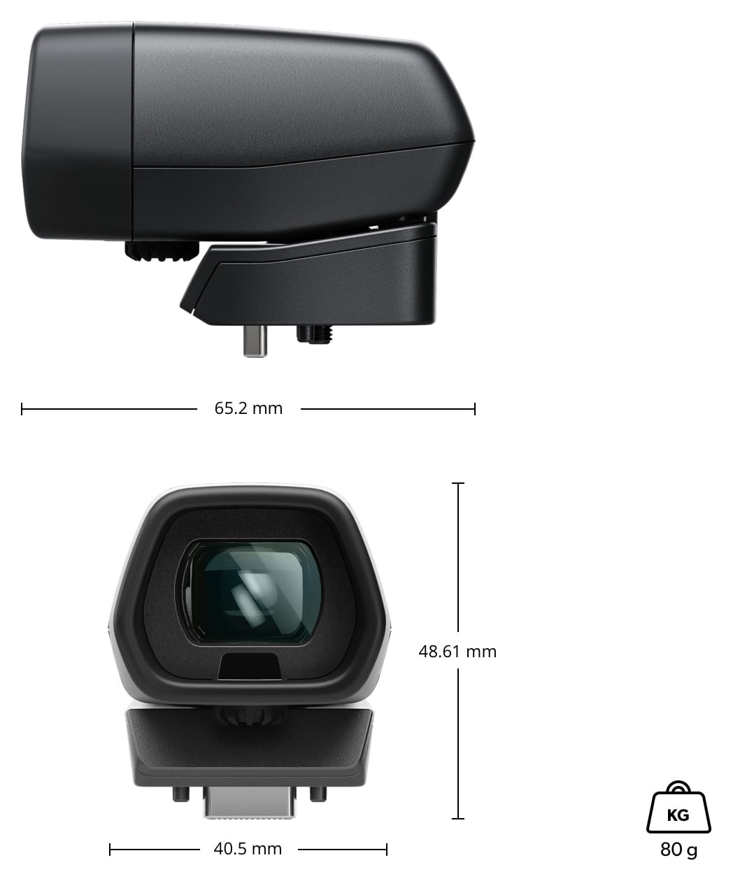Blackmagic Pocket Cinema Camera Pro EVF – Méretek és tömeg