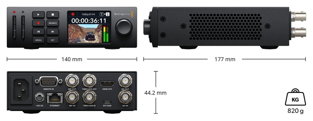 HyperDeck Studio HD Mini – Méretek és tömeg