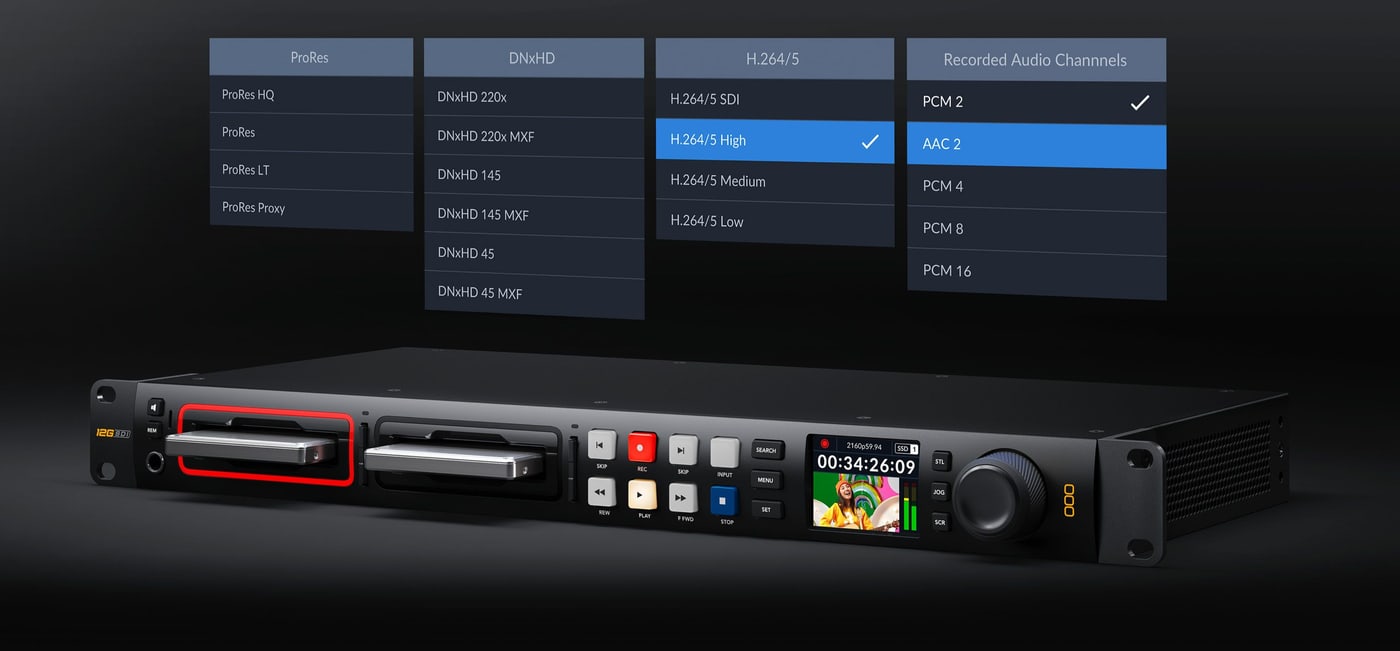 HyperDeck Studio 4K Pro – H.265, ProRes és DNx 2160p60-ig