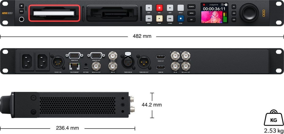 HyperDeck Studio 4K Pro – Méretek és tömeg
