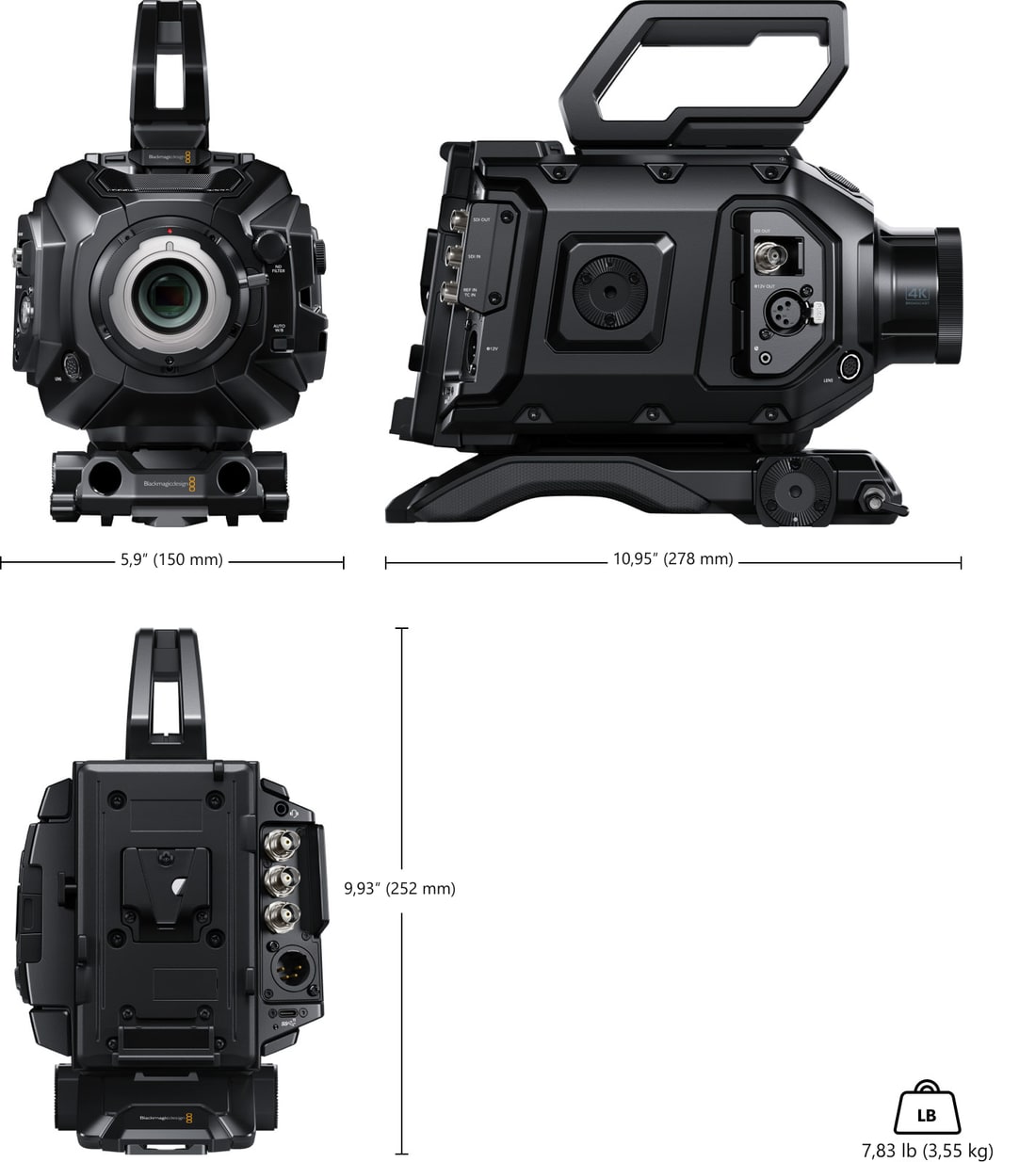 Blackmagic URSA Broadcast G2 – Méretek és tömeg
