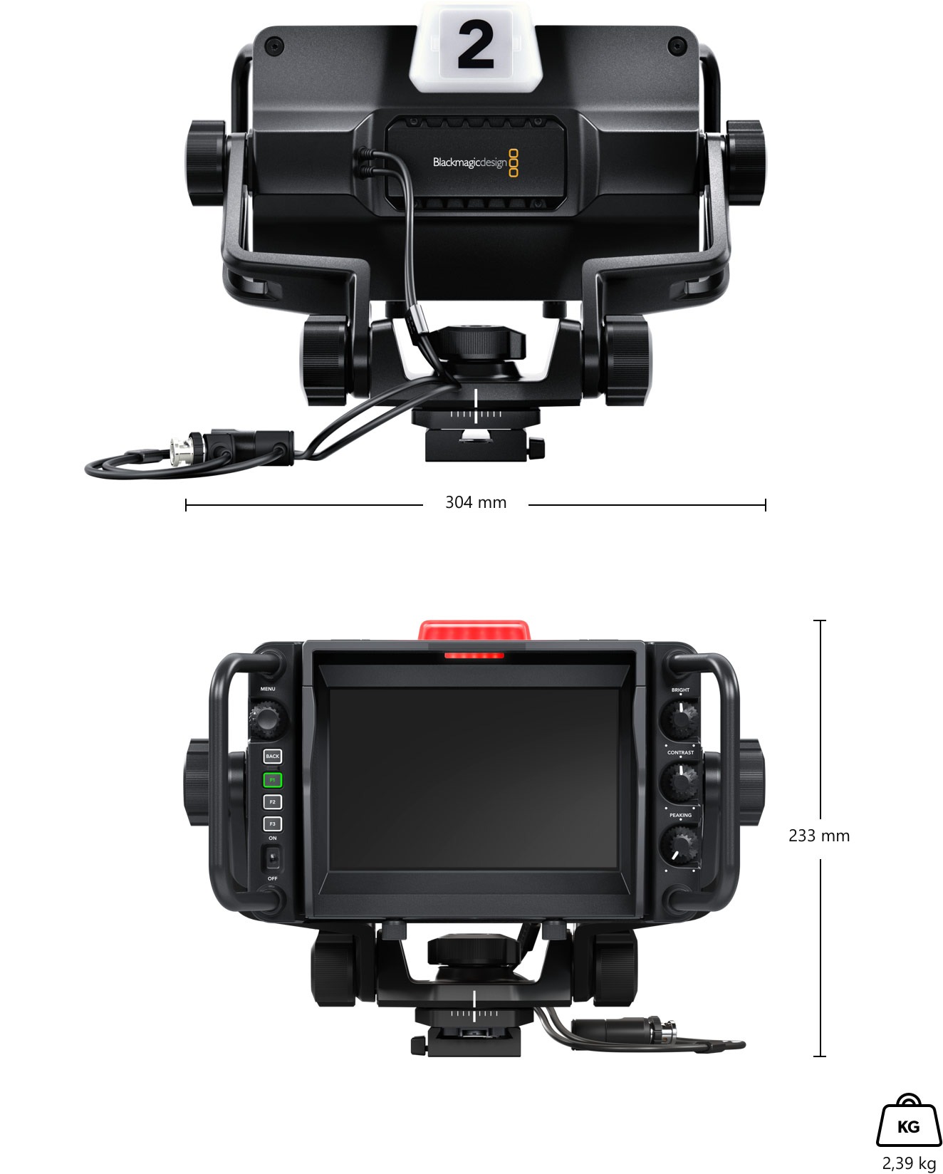 Blackmagic Design URSA Studio Viewfinder G2 – Méretek és tömeg