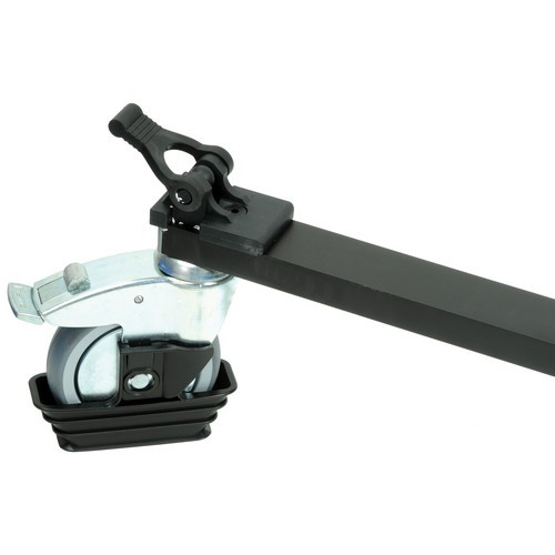 A Manfrotto 114MV kerék-, fék- és állványrögzítésének részlete