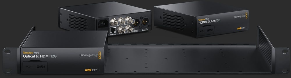 Blackmagic Universal Rack Shelf (1 RU) – Teranex Mini a rackben