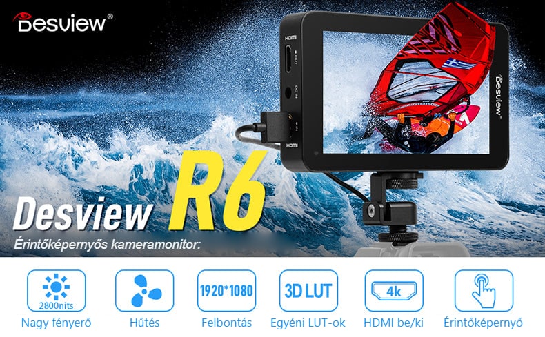 Desview R6 UHB – 2800 nites érintőképernyős kameramonitor