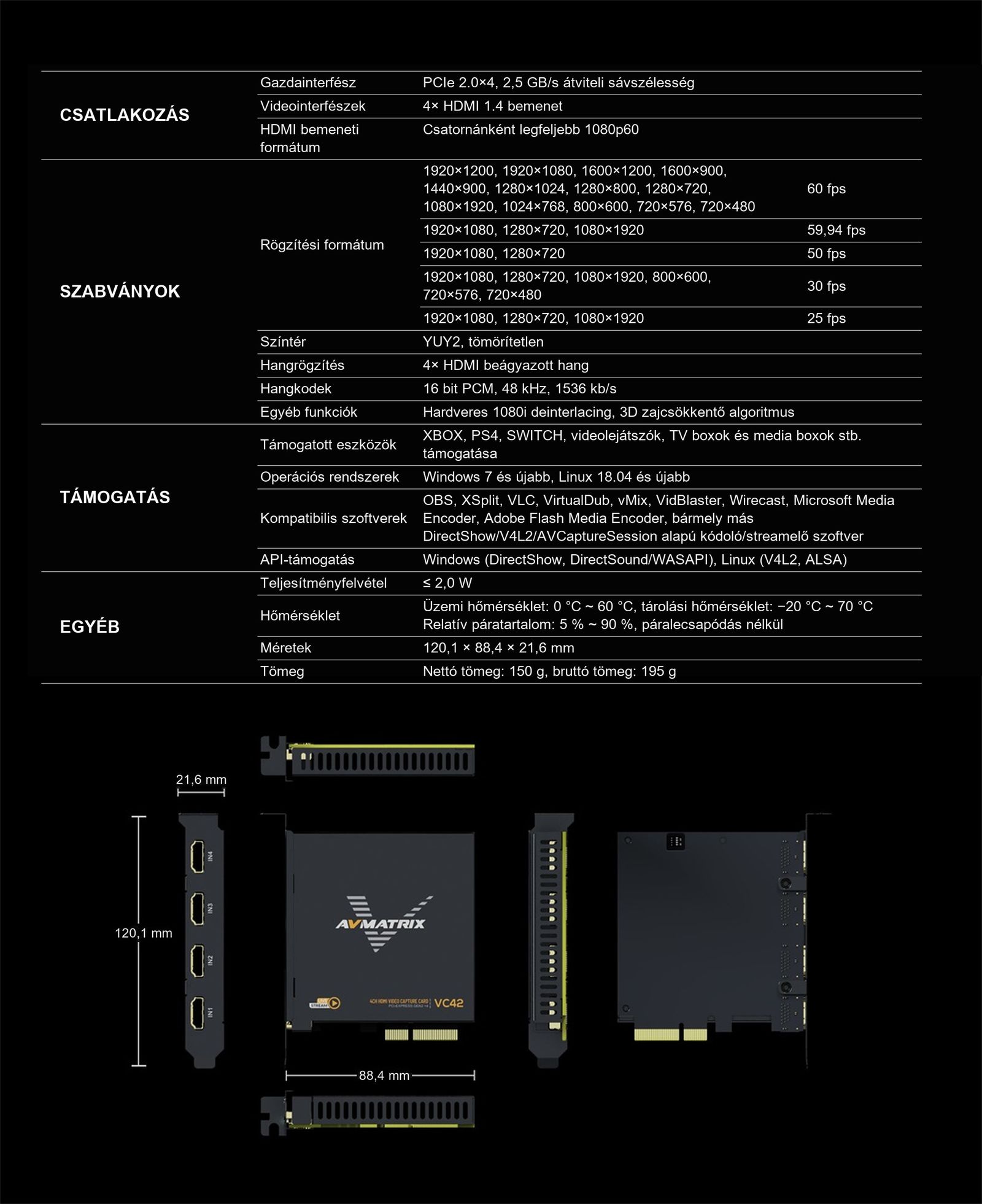 AVMATRIX VC42x – infografika