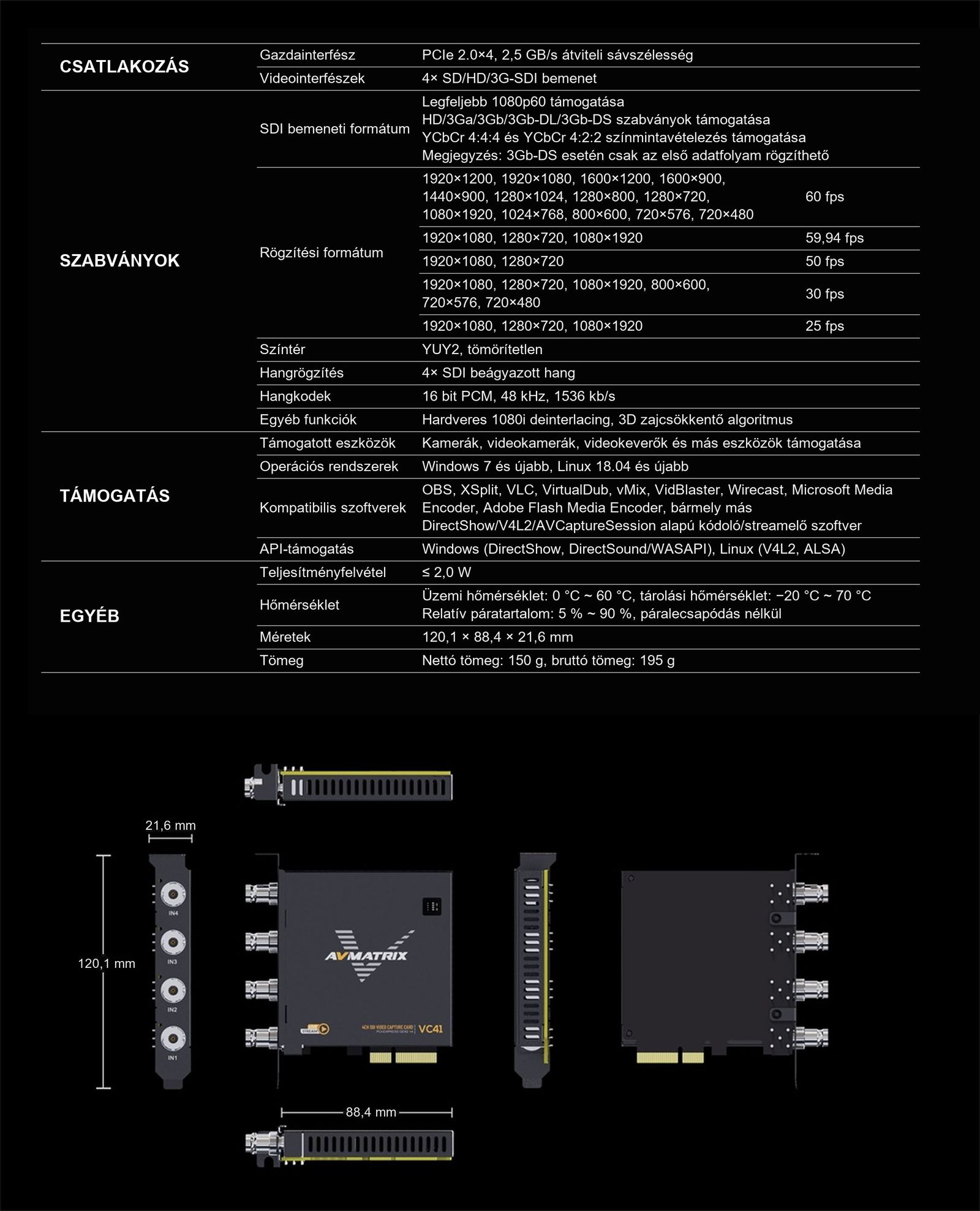 AVMATRIX VC41 – infografika