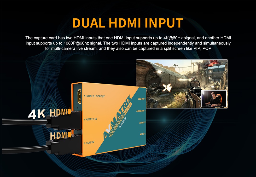 AVMATRIX UC2218-4K két HDMI bemenet