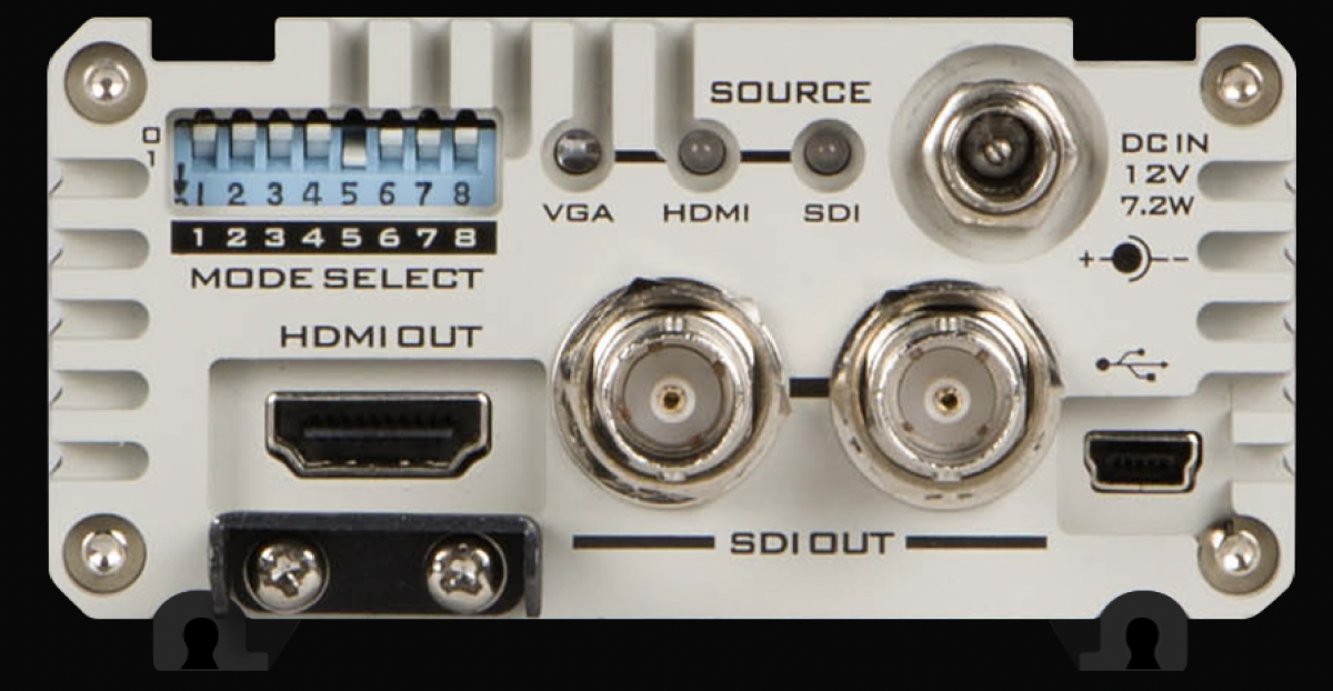 A DAC-70 HDMI- és SDI-kimenetei, valamint hátlapi vezérlői