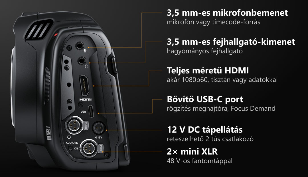 Blackmagic Cinema Camera 6K – Csatlakozók egyedi righez