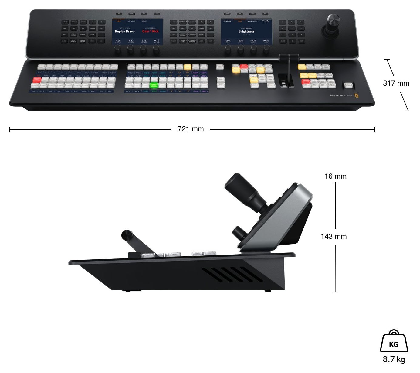 ATEM 1 M/E Advanced Panel 20 – Méretek