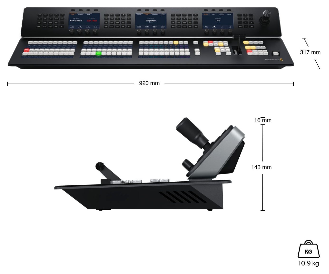 ATEM 1 M/E Advanced Panel 30 – Méretek