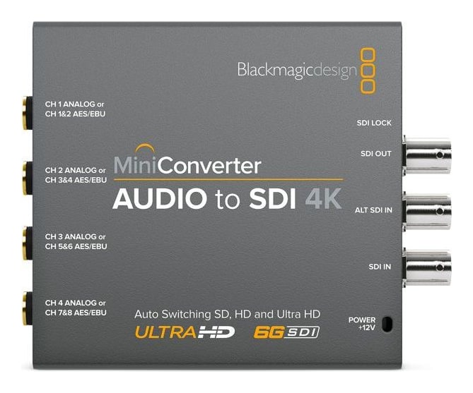Mini Converter Audio to SDI 4K – Négy analóg csatorna vagy nyolc AES/EBU