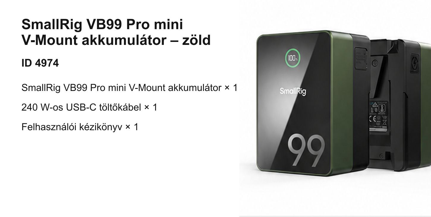 SmallRig VB99 Pro lokalizált termékinfografika 9/10