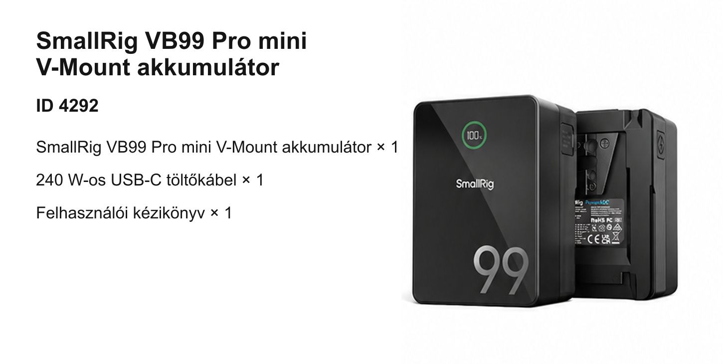 SmallRig VB99 Pro lokalizált termékinfografika 8/10