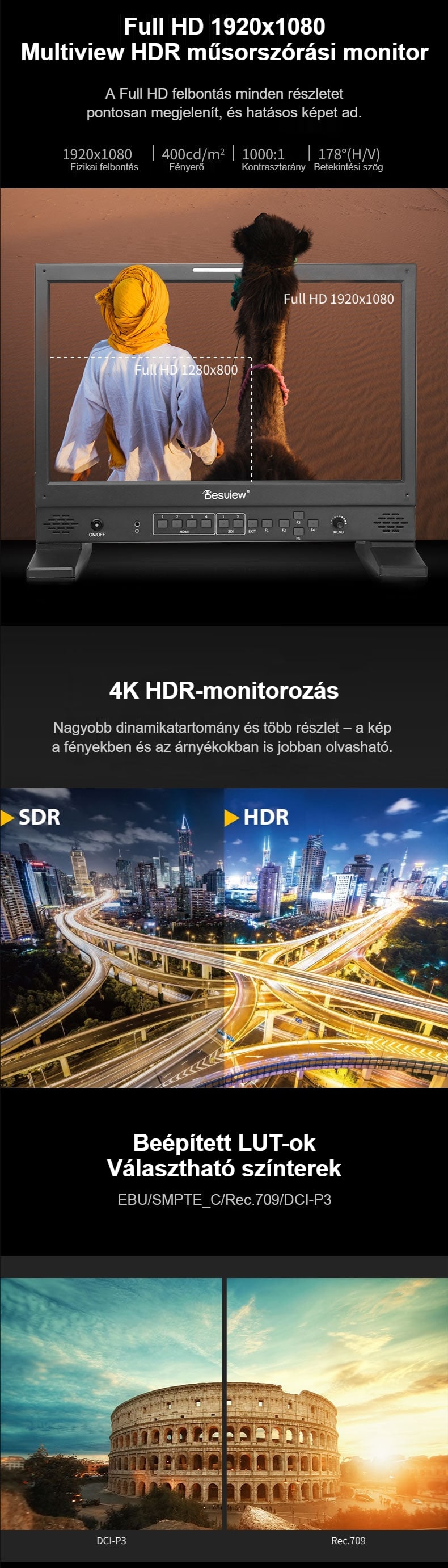 Full HD, HDR és beépített LUT-ok