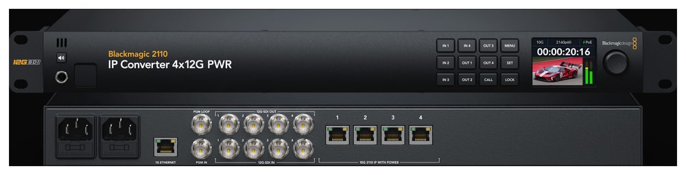 Blackmagic 2110 IP Converter 4x12G PWR – Programbemenet és 16 hangcsatorna