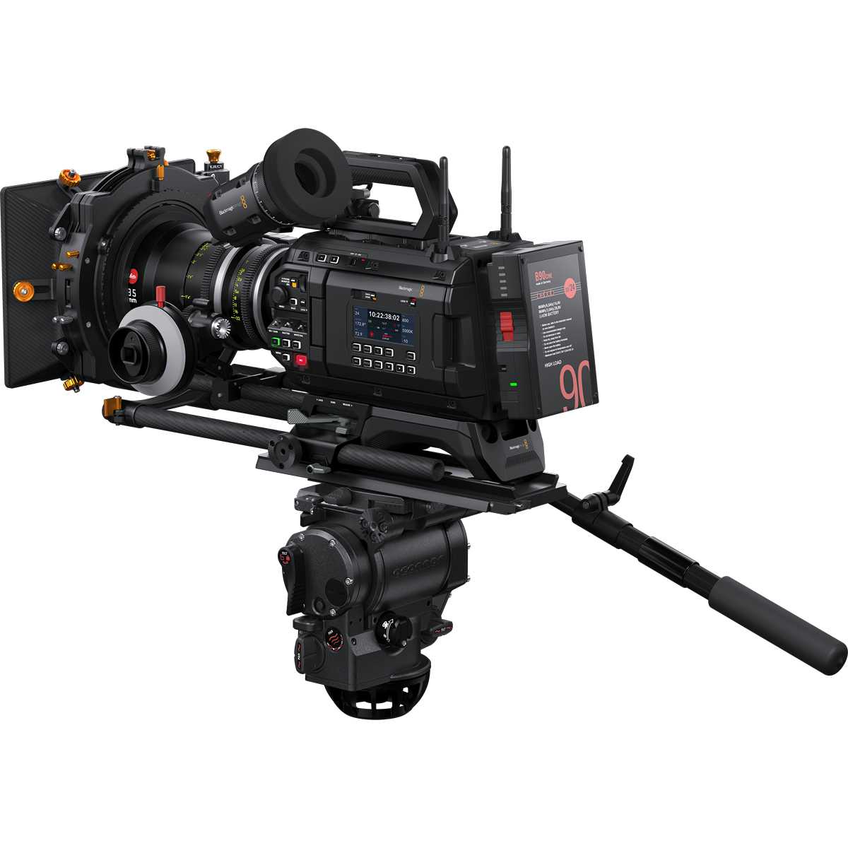Blackmagic URSA Cine 12K LF EVF keresővel, hátulnézet