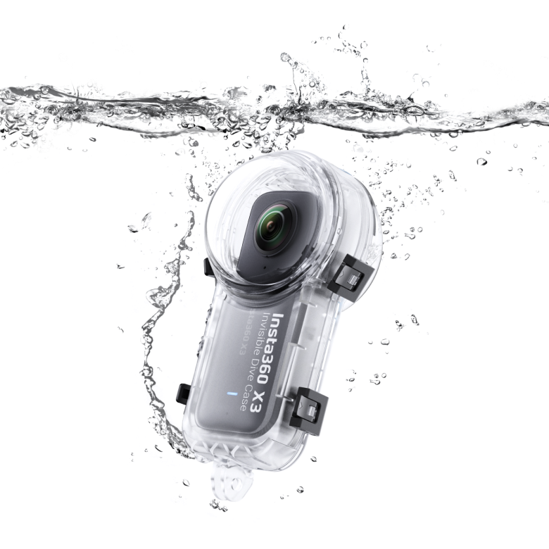 Insta360 X3 láthatatlan búvártokban, víz közbeni felvételkészítéskor