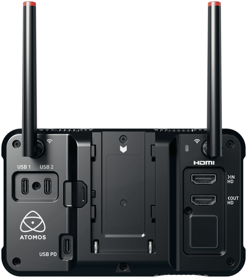 Az Atomos ZATO CONNECT hátoldali csatlakozói