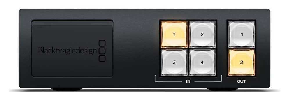 Blackmagic Videohub Mini 4x2 12G – Előlap a gyors beavatkozáshoz