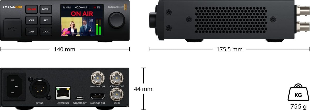 Blackmagic Streaming Encoder 4K – Méretek és tömeg