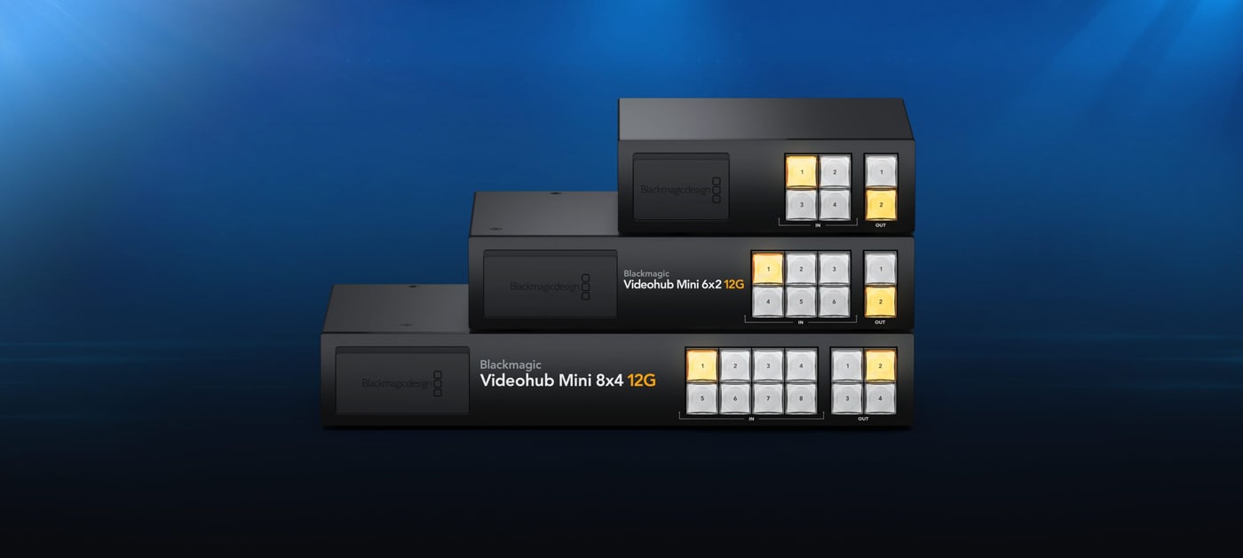 Blackmagic Videohub Mini 6x2 12G – Több forrás kábelátdugás nélkül