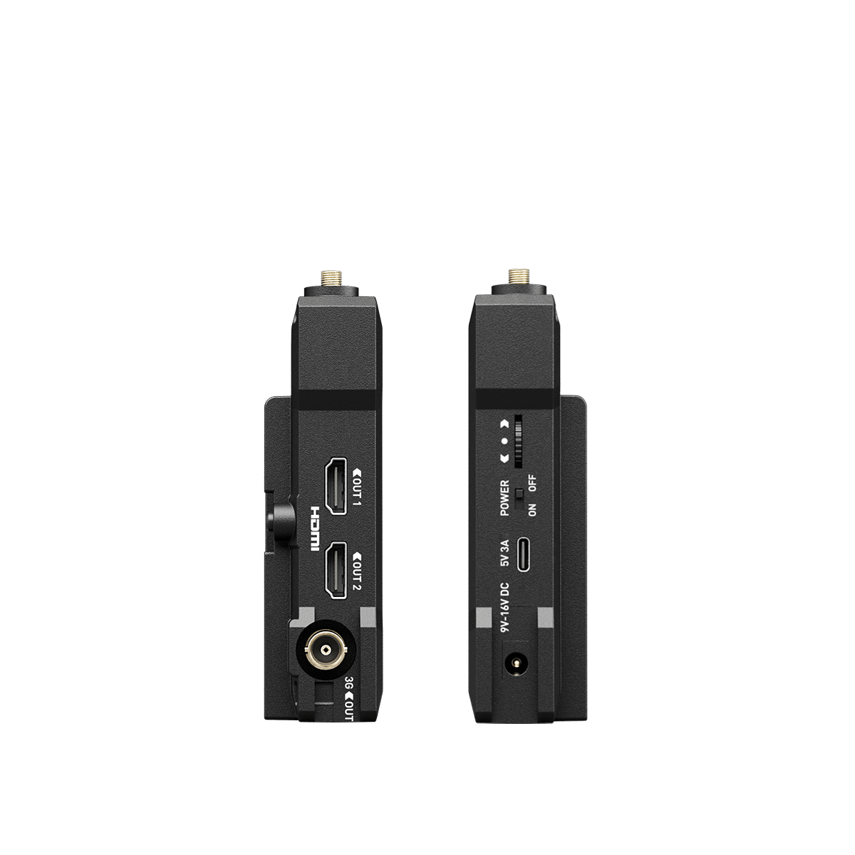 Atomos RX kettős HDMI, 3G-SDI és tápcsatlakozások
