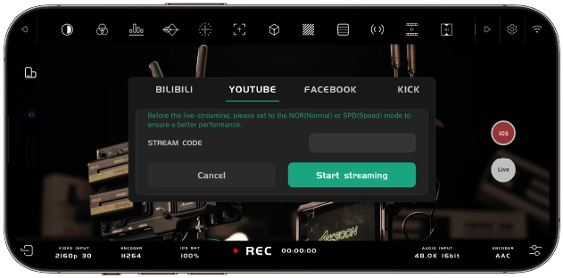 Előnézet és streamelés az Accsoon SEE alkalmazásban · Accsoon CineView 2 SDI