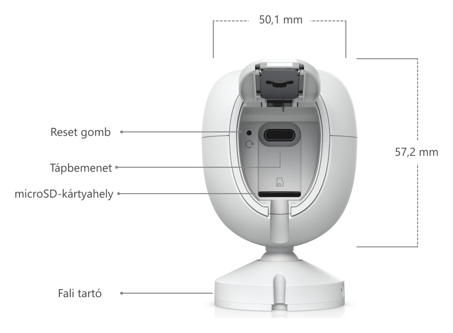 Ubiquiti UniFi Protect G6 Instant, fehér – A kamera felépítése és méretei
