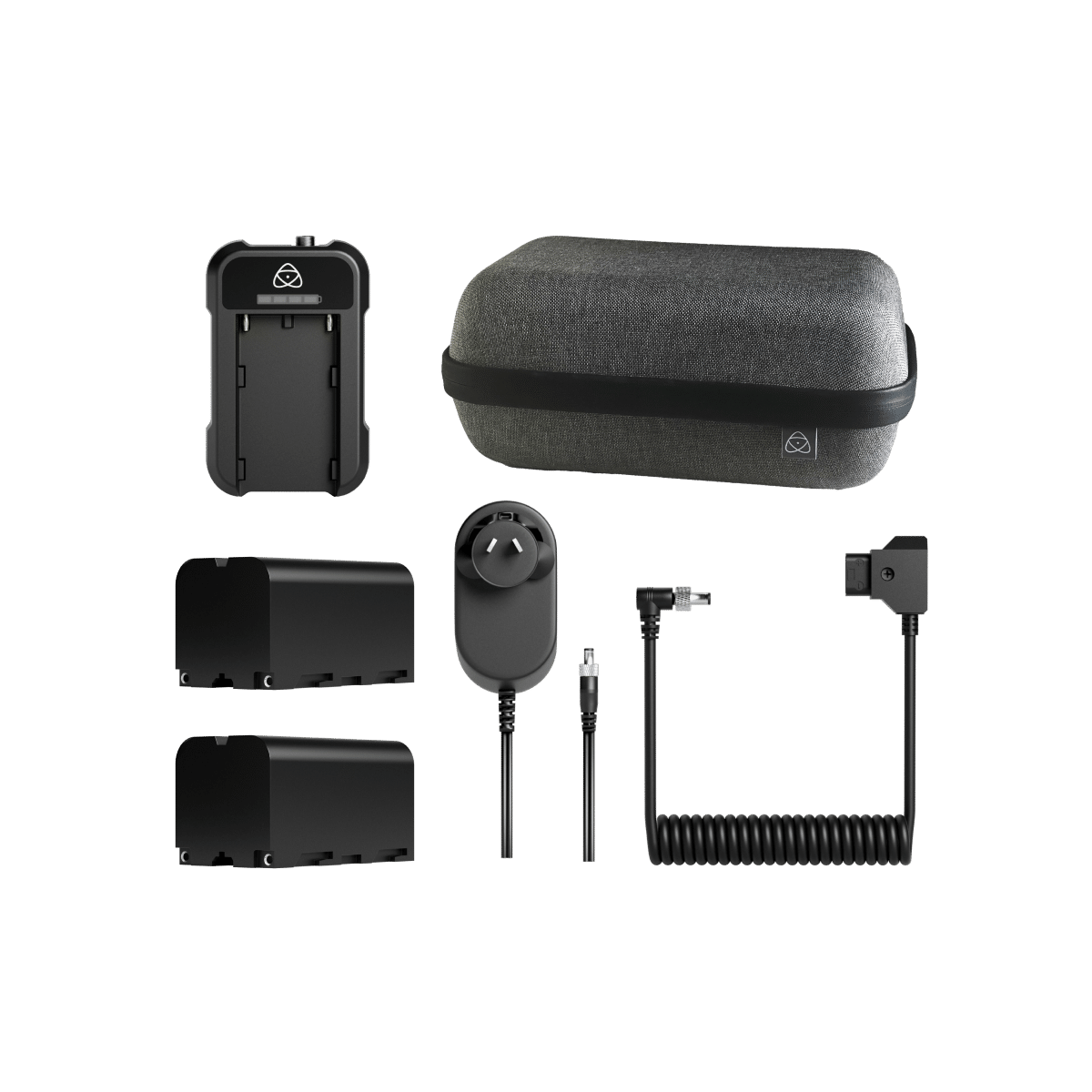 Eredeti Atomos Universal Power Kit akkumulátorokkal, töltővel és tokkal