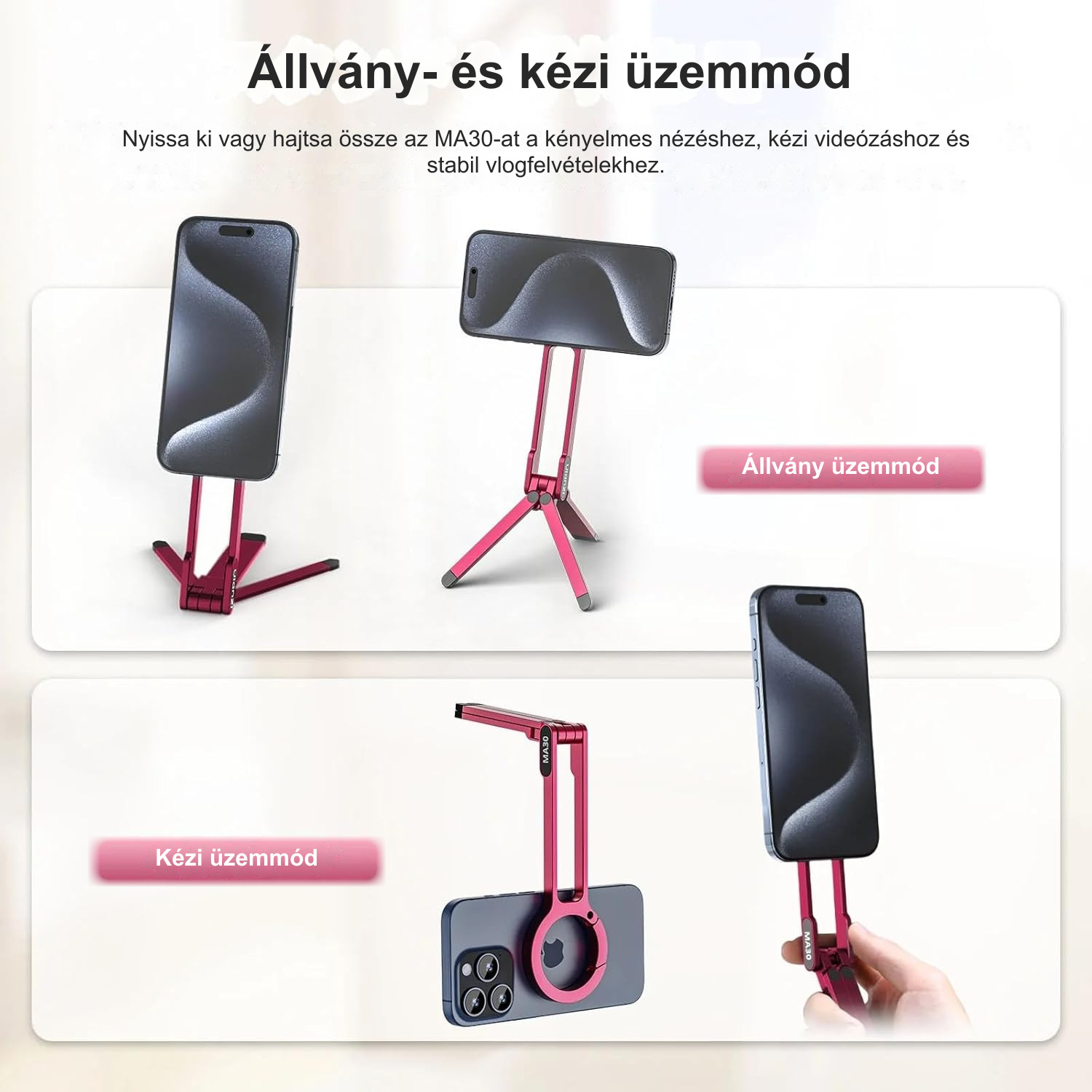 Állvány- és kézi üzemmód