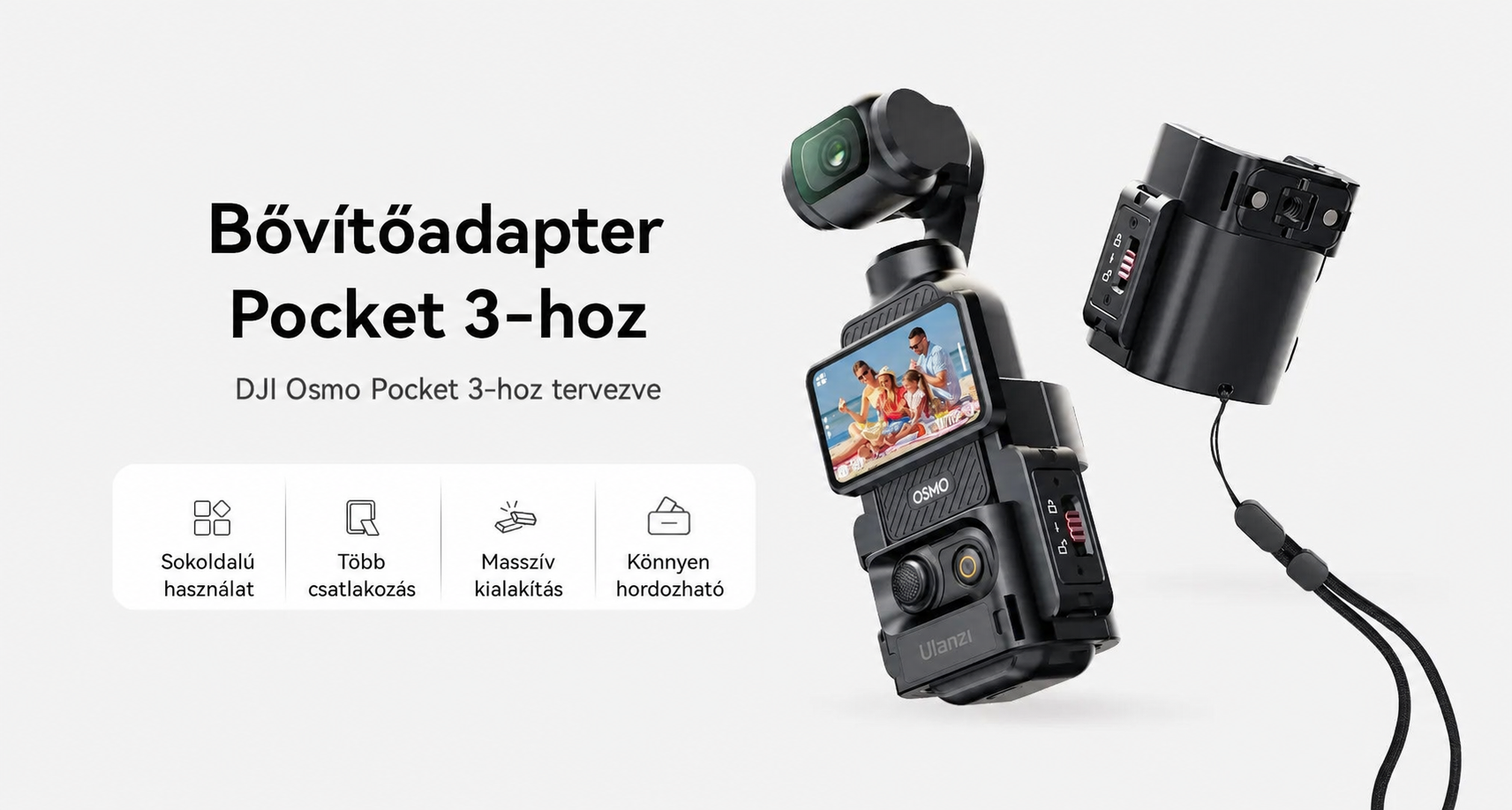 Přeložená infografika rozšiřujícího adaptéru Ulanzi PK-06 pro DJI Osmo Pocket 3