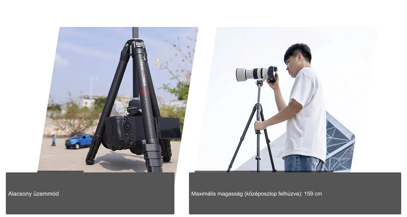 Alacsony üzemmód: 180 mm (7,0") – Maximális magasság (középoszlop felhúzva): 1590 mm (62,6")
