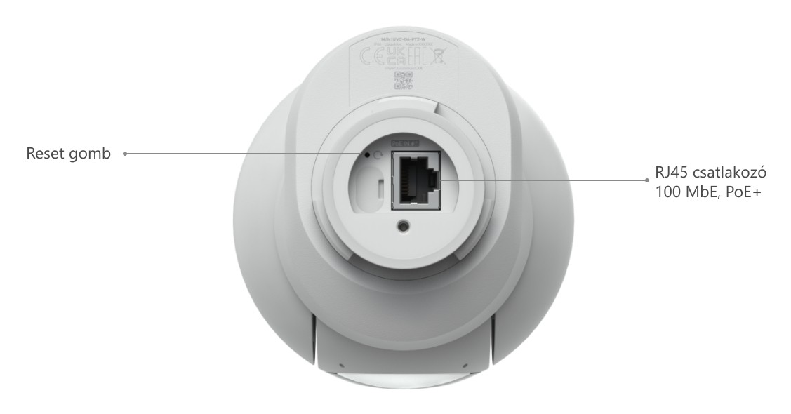 Ubiquiti UniFi Protect G6 PTZ, fehér – a kamera alsó oldala
