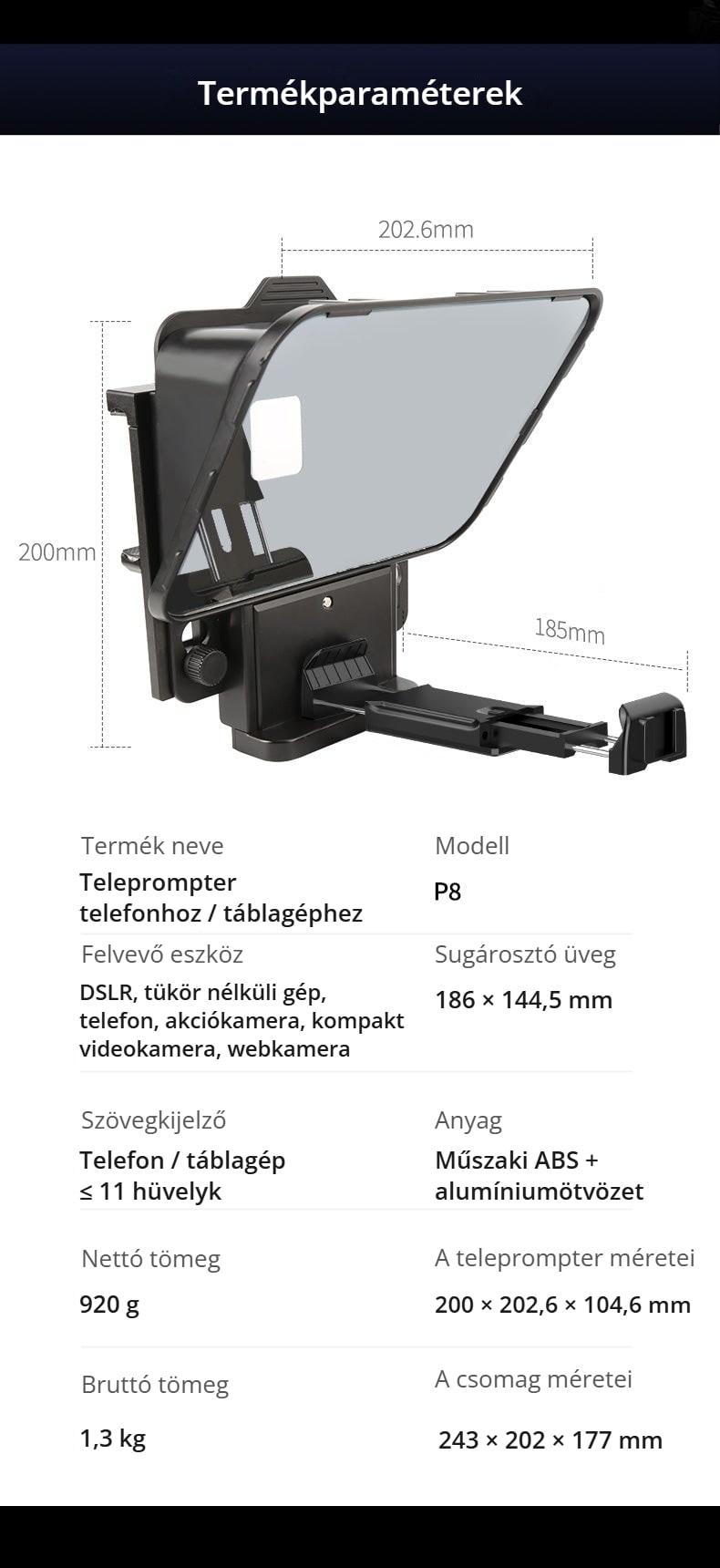 Méretek és paraméterek