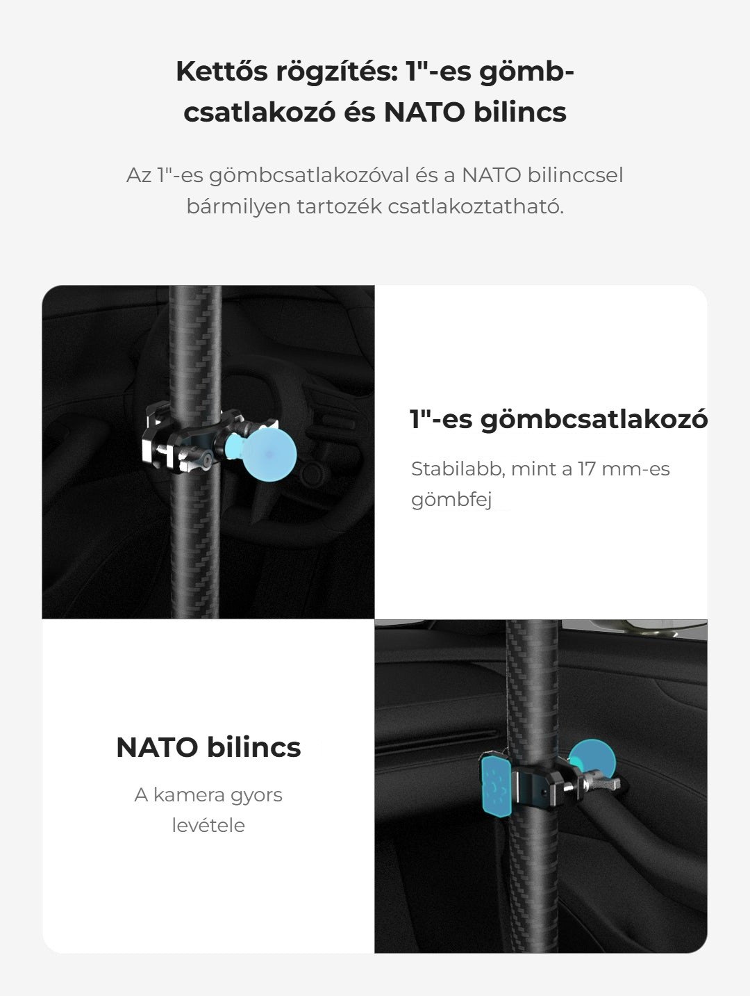 1″-es gömbcsatlakozó és NATO bilincs