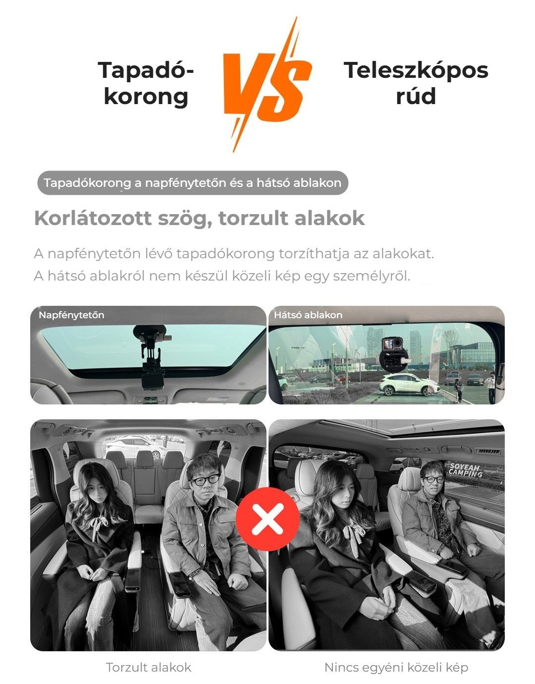 Tapadókorong a hátsó ablakon: torzítás