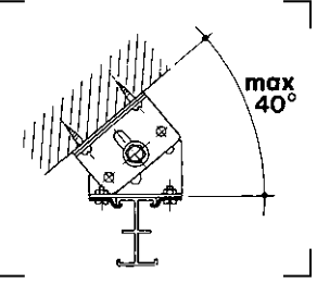Az FF3215 hivatalos mennyezeti szerelési ábrája legfeljebb 40 fokos szöggel