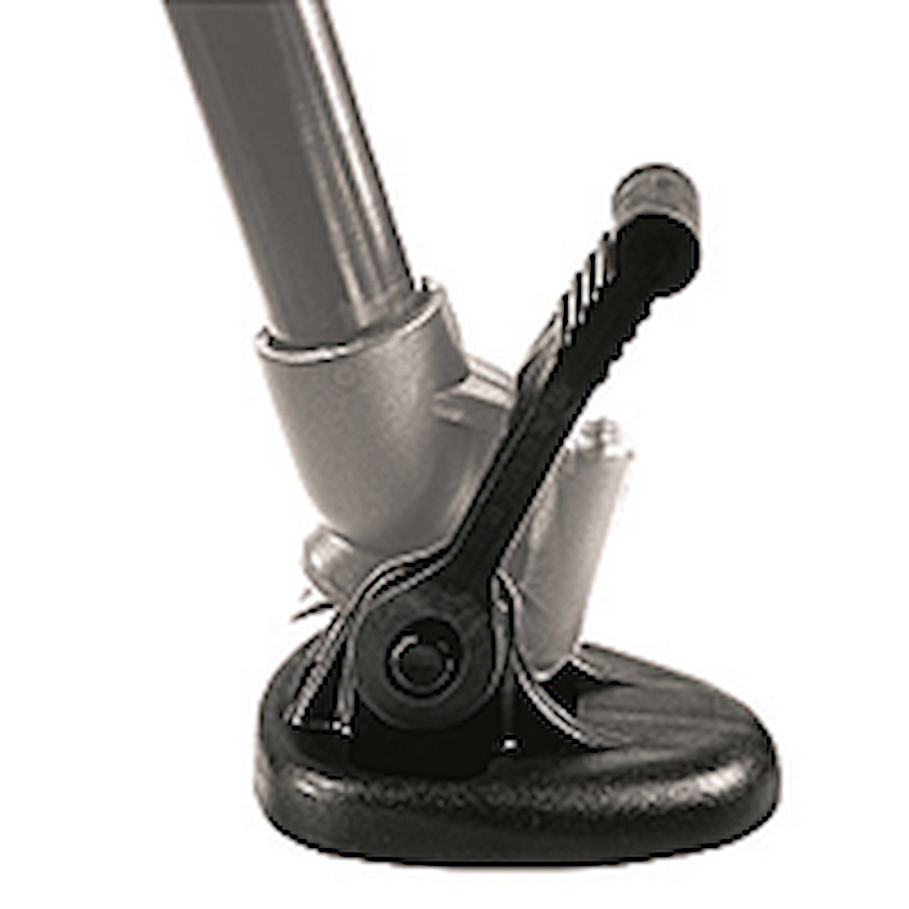 Manfrotto 565 gumitalp kompatibilis, kettős tüskéjű állványlábra szerelve; az állvány nem tartozék