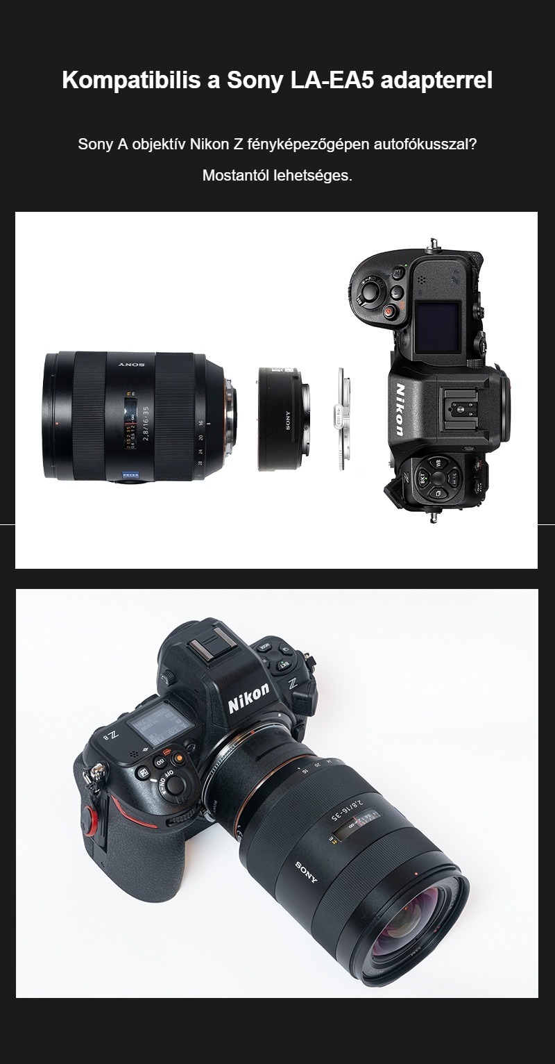 Megadap ETZ21 Pro+ – Sony A objektívek a Sony LA-EA5 adapterrel
