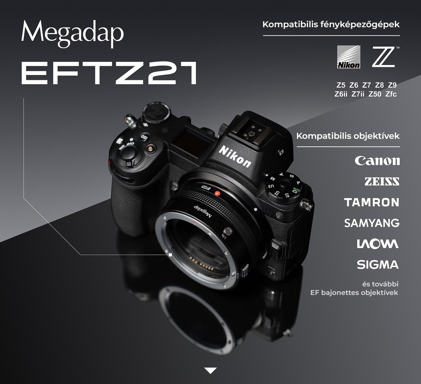 Megadap EFTZ21 – Kompatibilis fényképezőgépek és objektívek